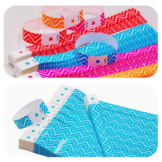 100 Pcs Disposable Paper Wristbands Fluorescent Adhesive Event Wrist Bands Party Favor ID Bracelets for Concerts Festivals