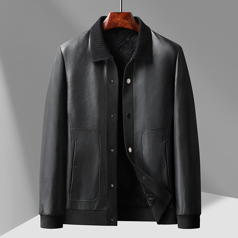 

Кожаное пальто осень и зима новая мужская модная повседневная кожаная куртка с лацканами для среднего и молодого возраста стеганая кожаная куртка для бизнеса 4XL