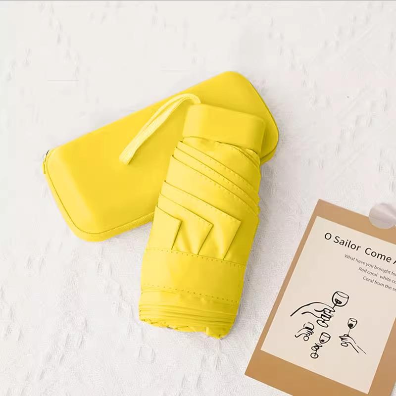 

Настраиваемый черный клеевой складной зонт-капсула с плоской ручкой и 60% защитой от УФ-излучения