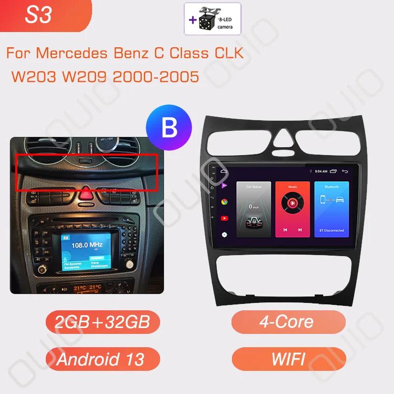 Android 13 Radio For Mercedes Benz C Class CLK W203 W209 2000-2005 Car Stereo Multimedia Player Carplay Auto GPS Navigation 2DIN