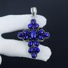 Naturlig Lapis Lazuli Ädelsten Silver Kors Hänge i 925 Sterling Silver - Handgjord Päron Design, Vardags Smycken Alla Hjärtans Dag Gåva