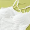 V-Ausschnitt Tank Top Streifen Strick Neckholder Crop Tops Frauen Sommer Camis Brustpolster Camisole Mode Lässig Tube Weibliche Ärmellose Gestellte Weste