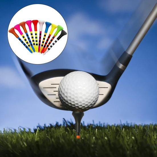 10Pcs Golf Ball Tee Striped Low-Resistance Tip Increase Flight Distance Stabilize Practice Training