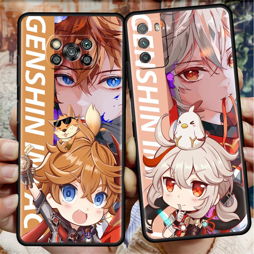 Genshin Impact Game Phone Case For Xiaomi Mi Poco X3 NFC X4 M4 M3 Pro F1 F4 F3 GT C40 11T 11 Lite 5G Fundas Black Cover