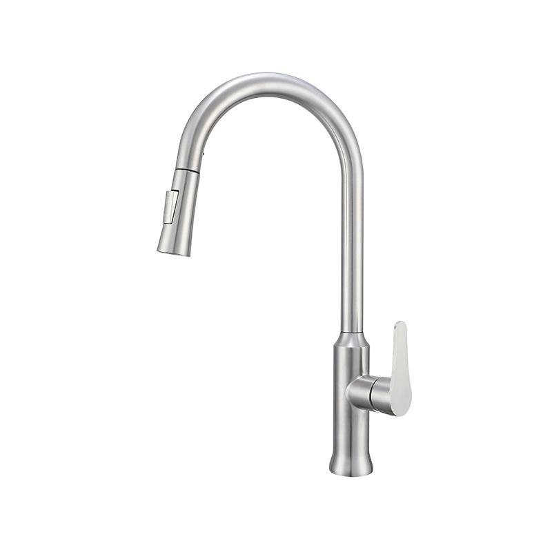 

Pull-out 304 Stainless Steel Kitchen Sink Faucet Hot and Cold Water Mixer Kitchen Tap Nickel Pull Down Sprayer 360° Rotation