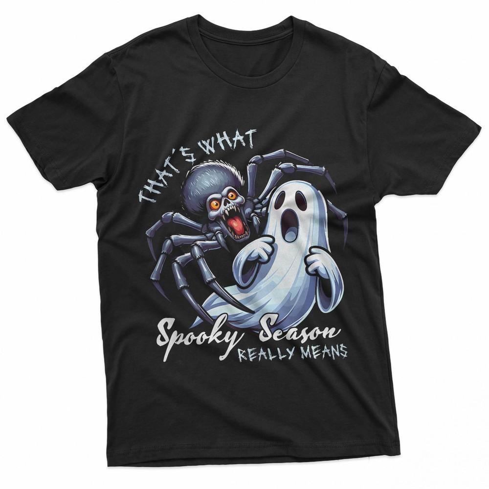 Spooky Season Ghost And Giant Spider Funny Design TShirt Unisex T-Shirt XXXL