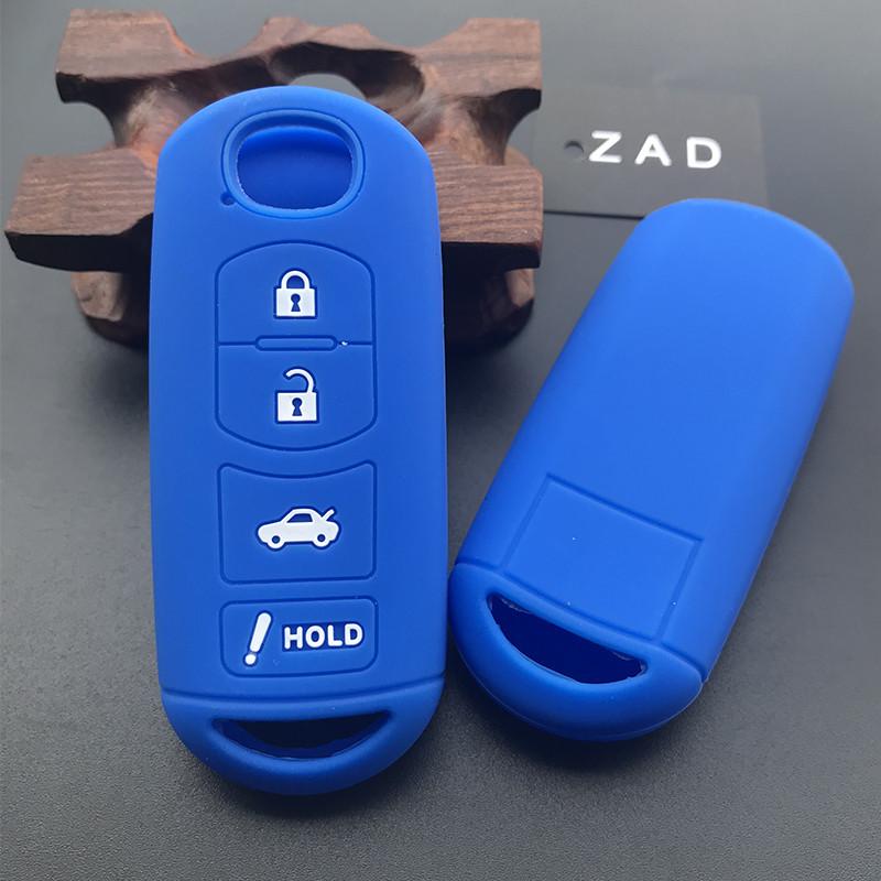 ZAD Silicone Car Key Cover Case For Mazda 2 3 5 6 8 CX5 CX7 CX9 M6 GT 2016 2017 2022 Remote Key Car-stying FOB 4 Buttons