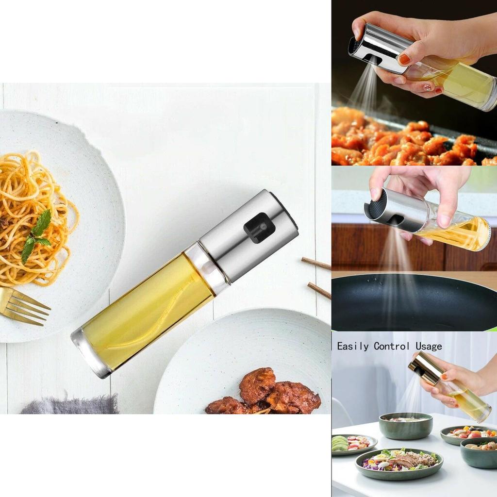 Küche Edelstahl Olivenöl Sprühflasche Pumpe Öl Topf Grill Auslaufsicher