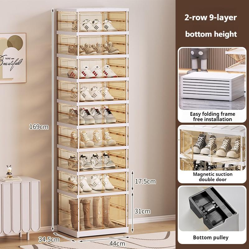 

Портативная полка для обуви, складная, многослойная, большого размера, прозрачная, пластиковая, с крышками, простая сборка