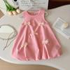 New Summer Korean Style Girls' Sleeveless Bow Flower Bud Skirt Dress
