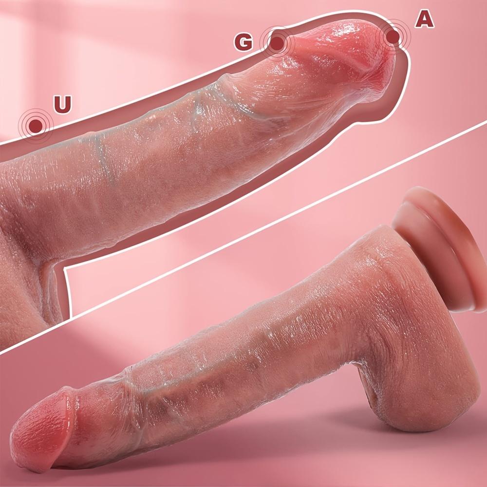 7,1 tommers realistisk dildo for G-punktstimulering, myk tolags silikon tykk naturtro anal dildo med kraftig sugekopp, voksen sexleketøy for kvinner