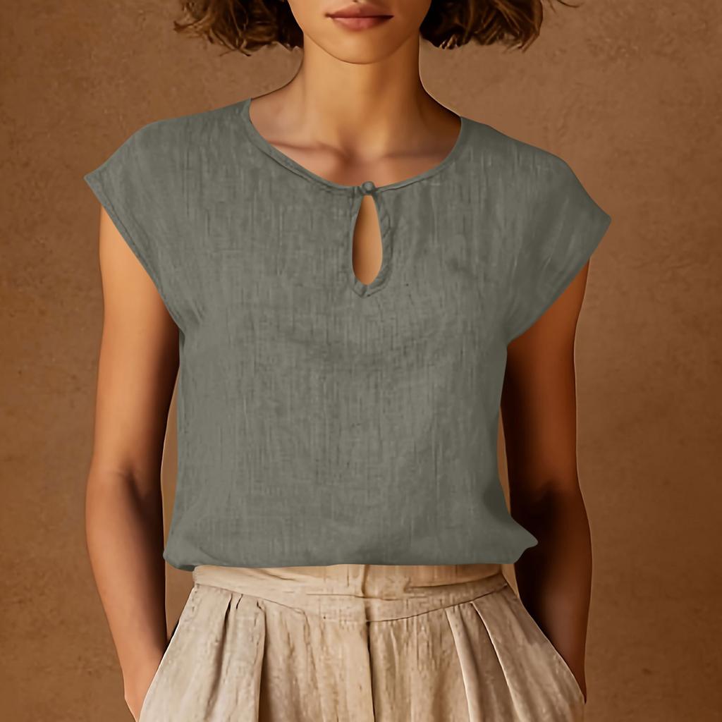 Women's Retro Fashion Casual Thin Round-Neck Sleeveless Crewneck Top