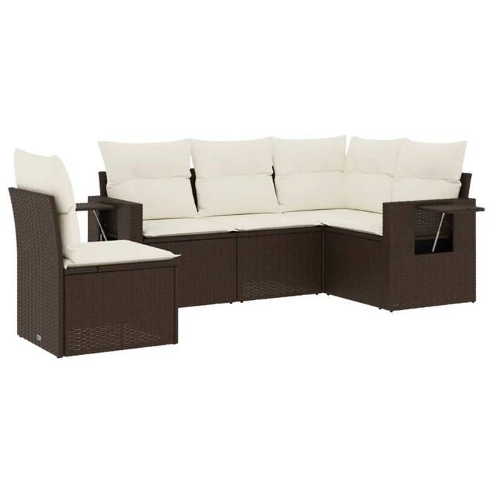 VidaXL Garden Lounge Set with Cushions 5 Pcs, Patio Sofas, Patio Furniture Set, Outdoor Furniture, Brown 3252510