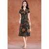 Women's Floral Print V-Neck A-Line Cheongsam Dress