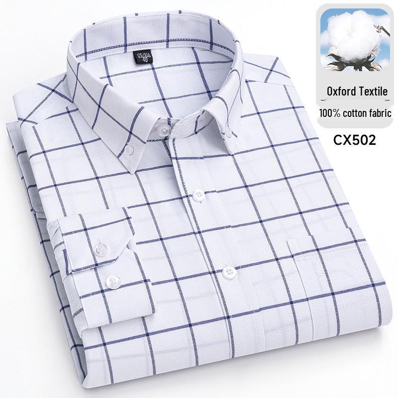2025 Men's Striped Cotton Oxford Long Sleeve Button-Down Cardigan Shirt, Plus Size Available