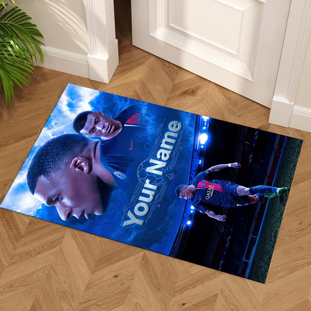 Mbappé Customize Text Floor Mat Suitable for Entryway Kitchen Outdoor Game Room Anti-slip Rug Office Home Decor Perfect Gift for Women/Men