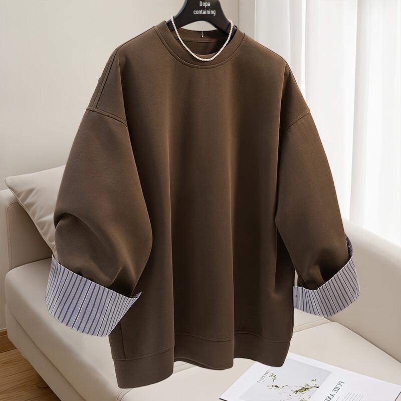 

Women s Faux Two-Piece Spliced Round Neck Loose Sweatshirt S