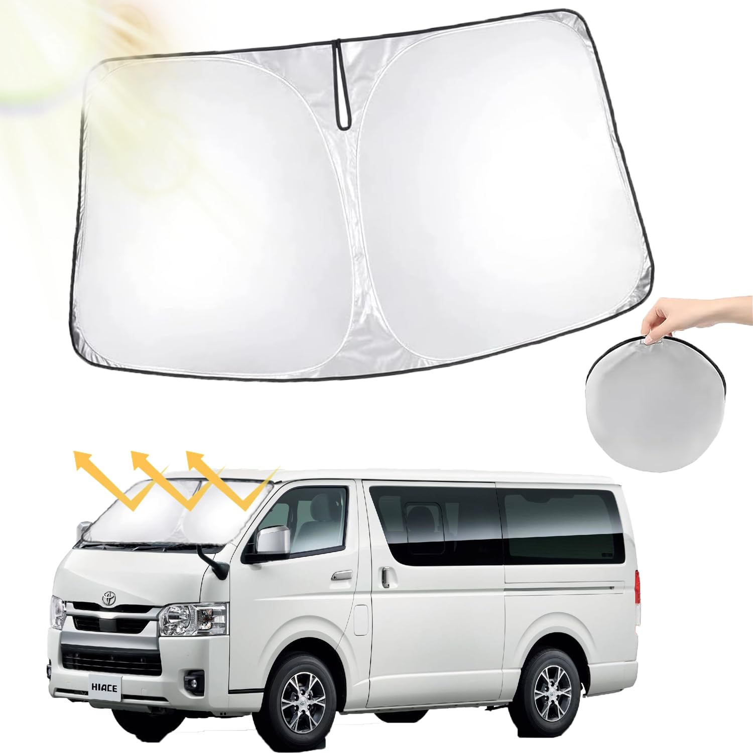 

Солнцезащитные шторки Oricarmes Toyota Hiace 200 Series Широкий кузов Лобовое стекло Hiace Эксклюзивная солнцезащитная шторка Блокирующая шторка Изоляция Солнцезащитная шторка Сон в машине В комплекте сумка для хранения