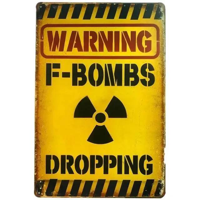 Vintage Warning Beware Metal Tin Signs Plaque  Wall Decoration Art Posters for Man Cave Home Cafe Garden Club Bar  Iron Paint