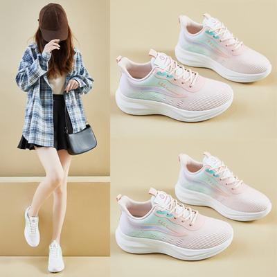 Flyknit Sports Shoes for Female Students, Running and Casual Height Increasing Shoes