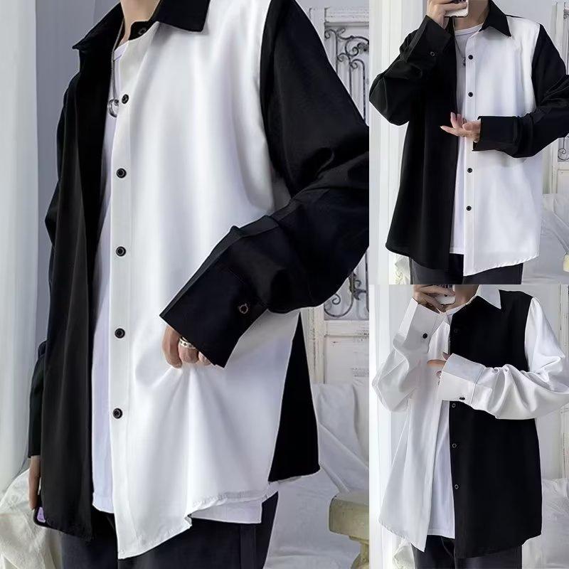 Long Sleeve Shirt Men's Autumn New Korean Style Trendy Teen Fashion Shirt Hong Kong Style Japanese Loose Plus Size Shirt