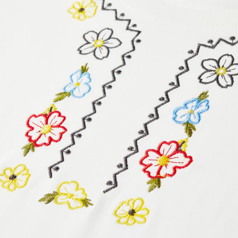 Women's Bohemian Embroidered Cotton T-shirt