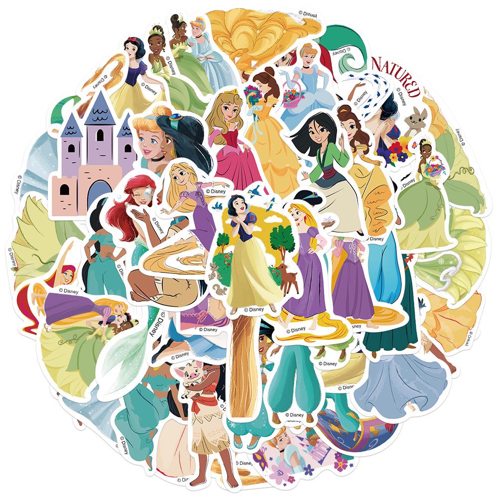 Scrapbook ve Kırtasiye Dekorasyonu İçin 50 Adet Su Geçirmez Prenses Çizgi Film Çıkartması