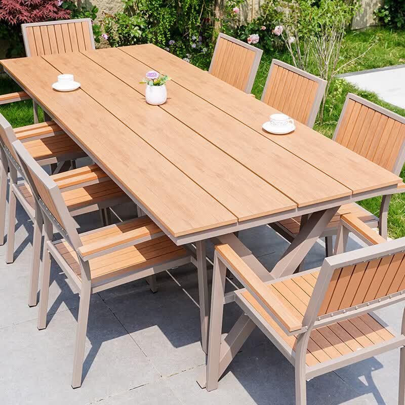 JINGGENG Outdoor Plastic Wood Table and Chair Set