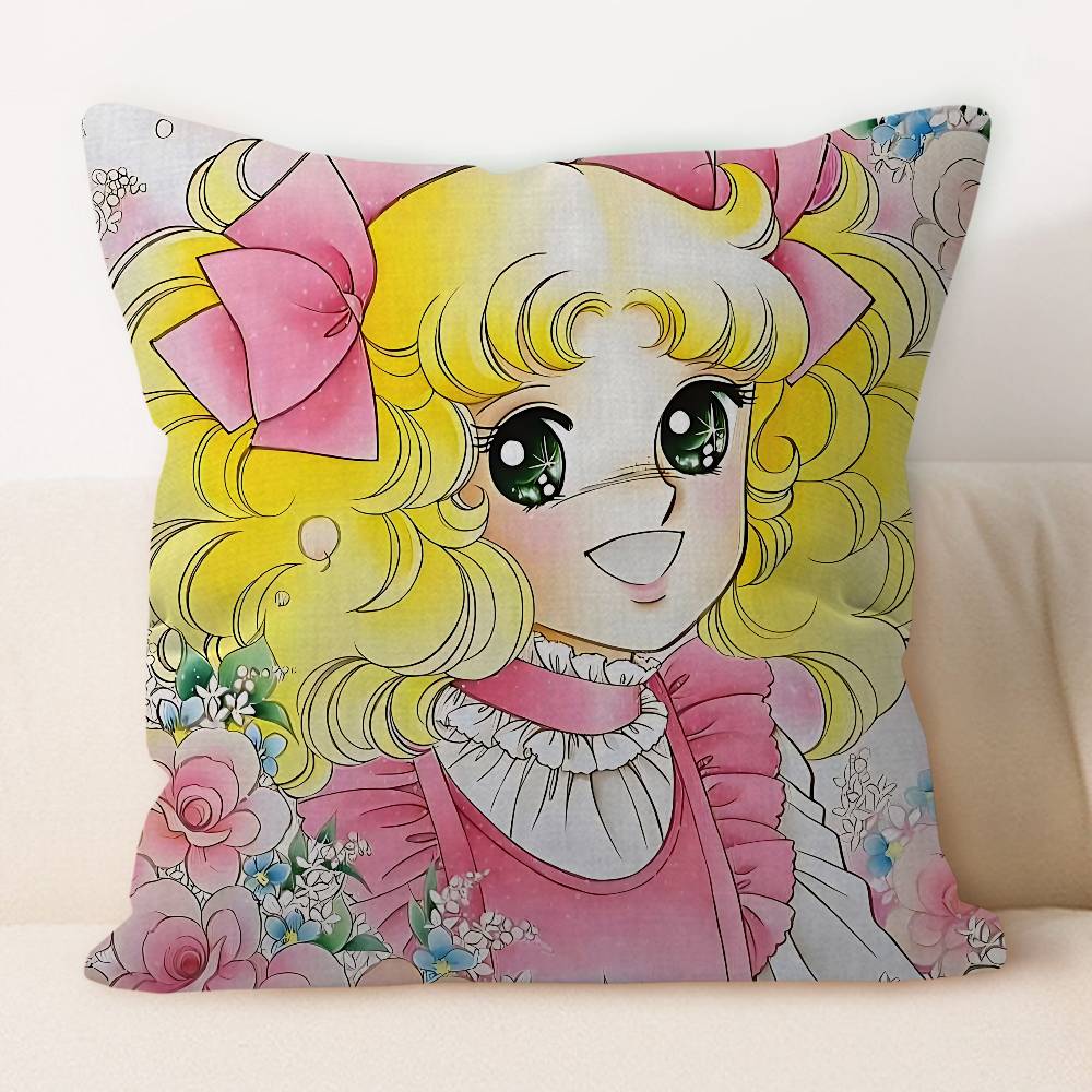 Manga Candy Cartoon Pillow Covers Cartoon Sofa Decorative Home Double-sided Printing Short Plush Cute Cushion Cover