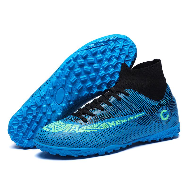 Football shoes large size high top men's children's broken nail shoes leather surface long nail glue large size youth sports shoes