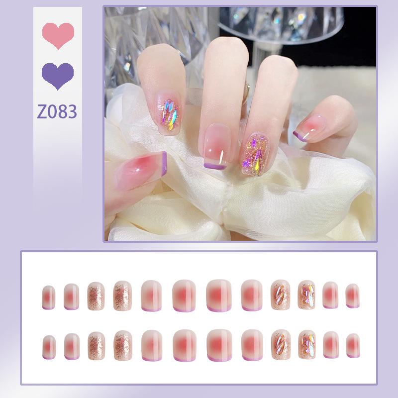 Aurora Diamond Nail Art: Magic Mirror French Whitening Stickers & Removable False Patches