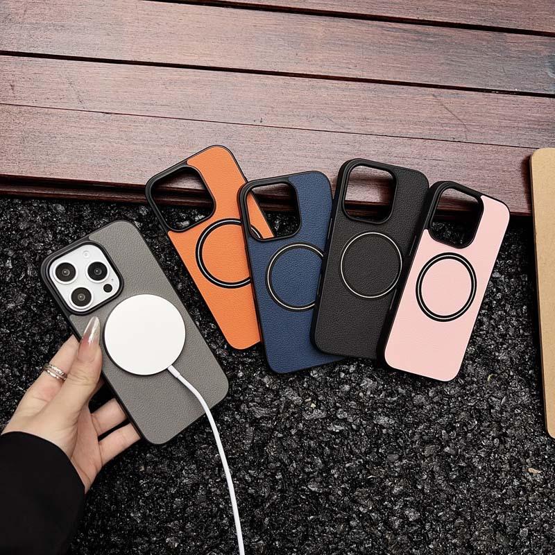 Applicable iPhone 17 mobile phone case New lychee pattern 16 Magnetic attraction 15Promax Personality simple 14 mobile phone case