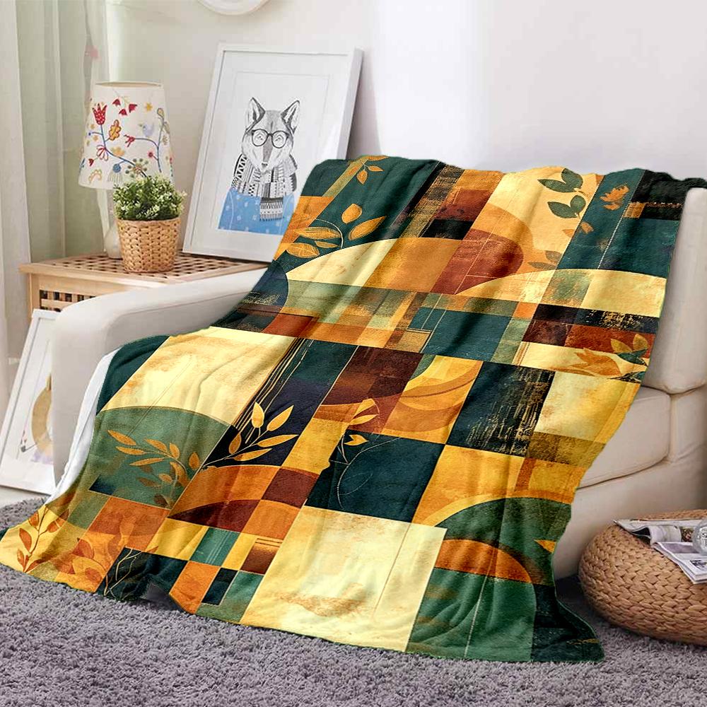 1Pc Abstract Art Composition Blanket Soft And Comfortable Casual Warm Camping Travel Christmas Halloween Xmas Gift M92832