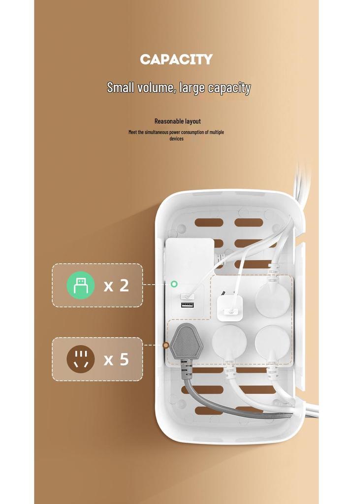 Multi-Functional Desktop Cable Organizer & Power Strip Box
