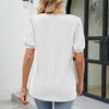 Women's Fashion Spring Summer Casual Square Collar Color Hollow Puff Sleeves Loose T-Shirt Tops