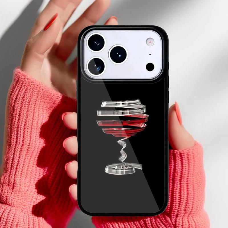 Rotwein Glas Handyhülle für iPhone 17 Air 16e 15 14 13 Pro Max Rückseite für 12 11 Pro Coque