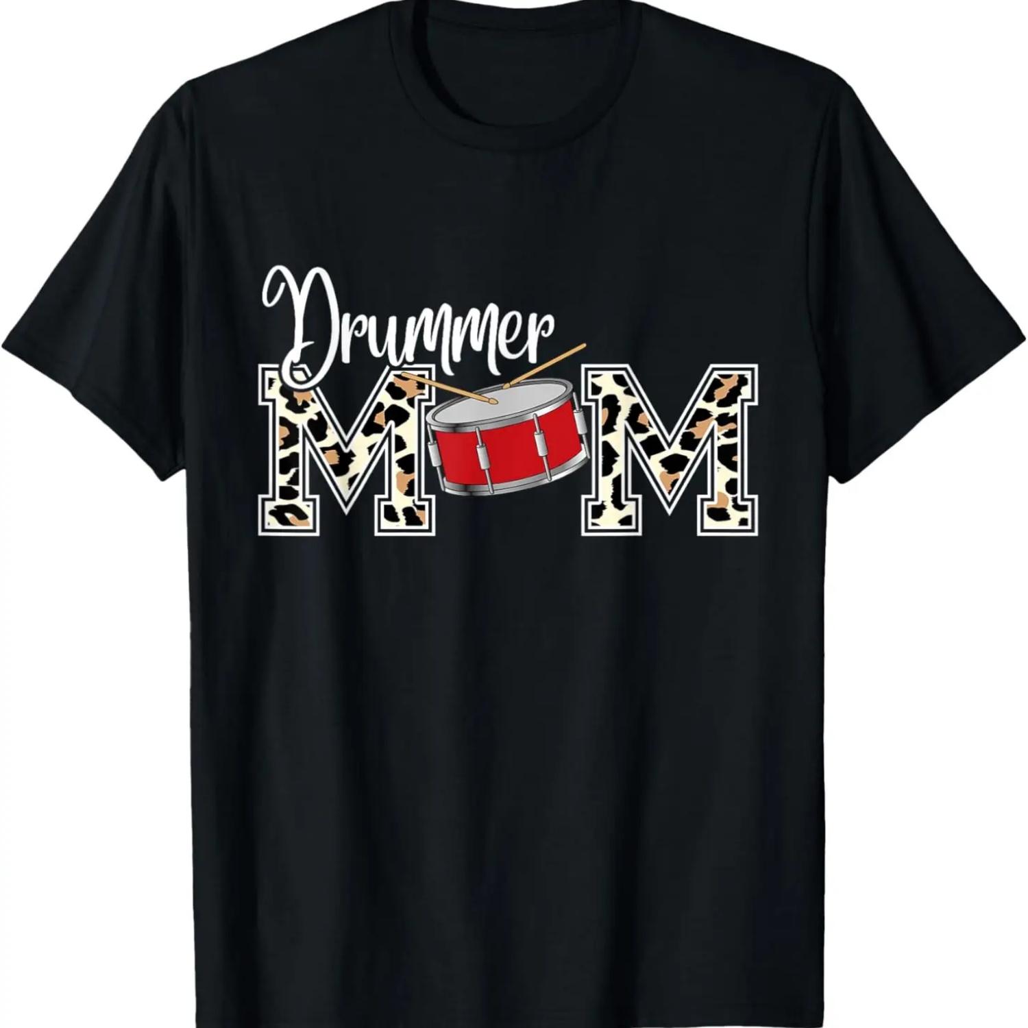 Print Proud Drummer Mom Musical T-Shirt S чёрный