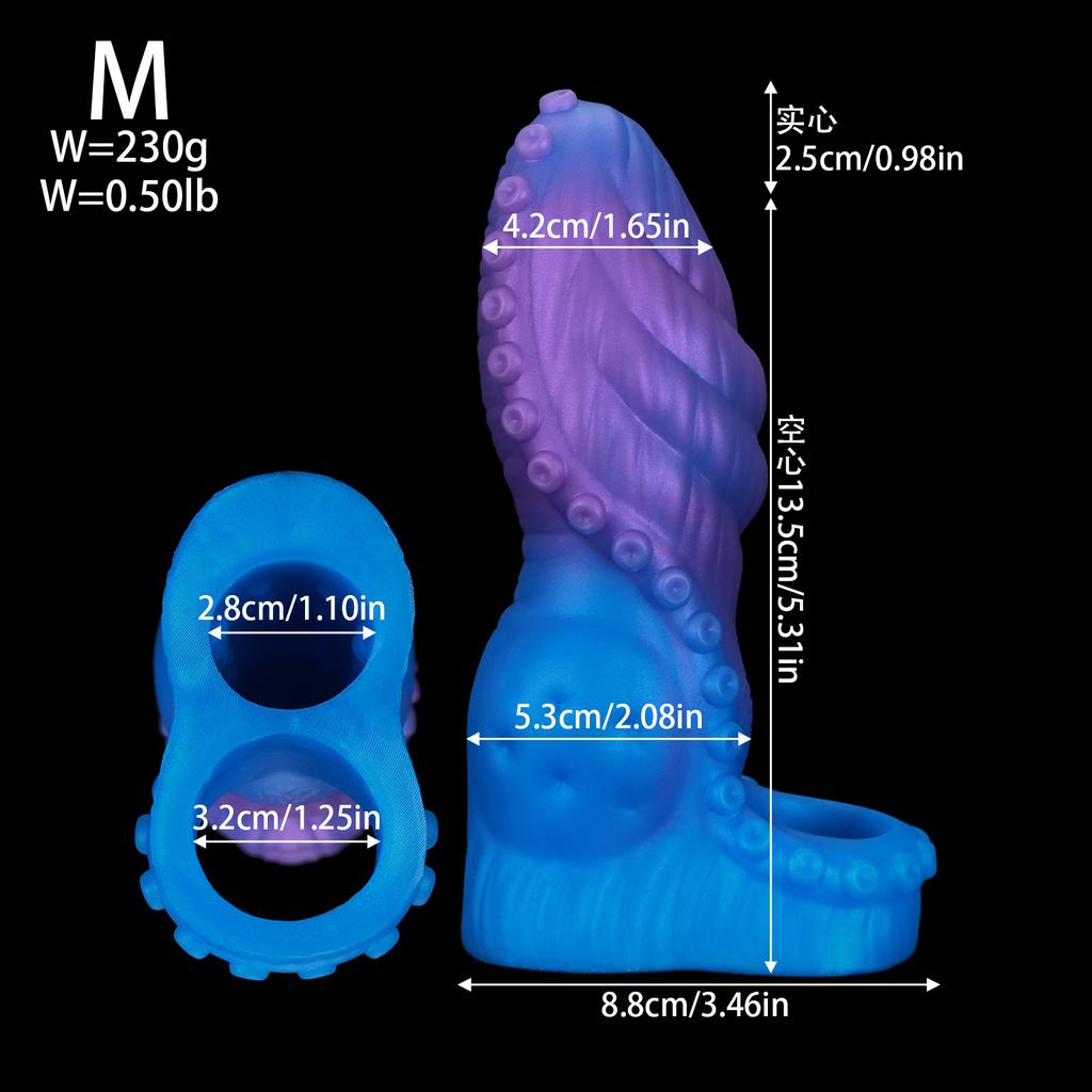Silicone Tentacle Penis Sleeve Soft Reusable Dildo Condoms Penis Extender Enlargement Delay Ejaculation Sextoy For Men Cock Ring