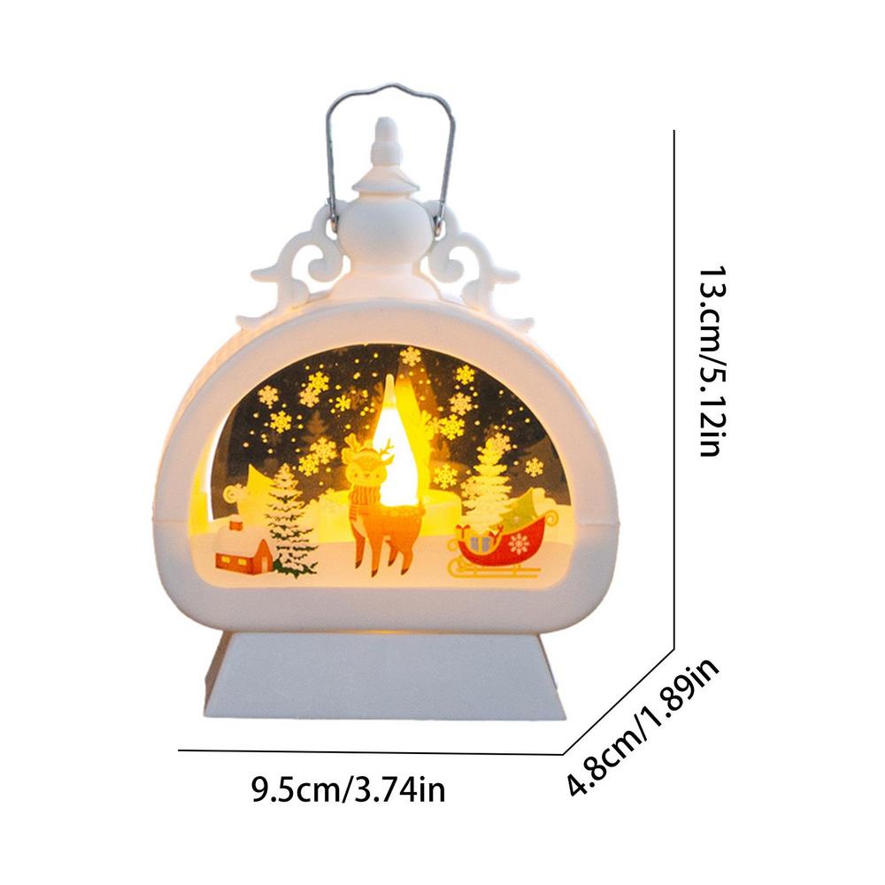 Christmas Lantern Decor Lighted Snow Globe Lantern Christmas Lamp With Handle Exquisite Snowflake Pattern Christmas Scene Lamp