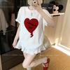 Love Flocking Embroidered Short-sleeved T-shirt for Women In Summer New Loose and Versatile Round Neck Casual Half-sleeved Top
