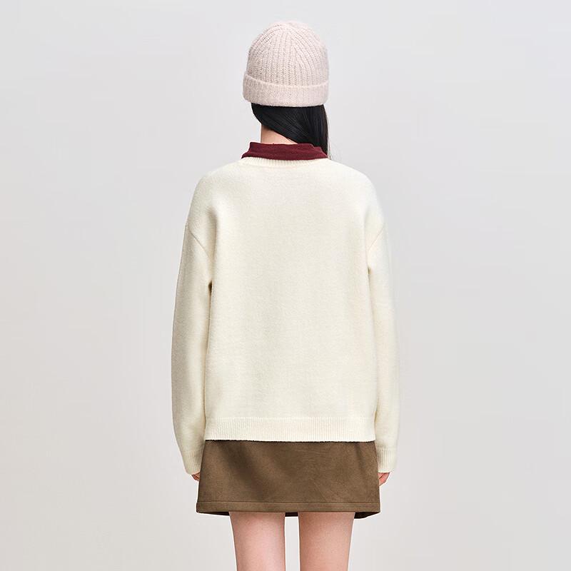 LED'IN Damen Rundhals Jacquard-Strickpullover