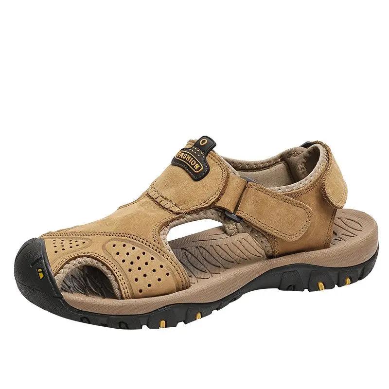 Fashion Breathable Shoes for Men Non-slip Beach Genuine Leather Adult Trend 2025 Stylish Styles Color New Summer Low Price Man Sandals