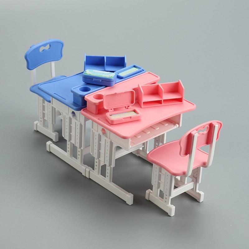 Study Desk Chair Miniature Furniture Model For Kids Early Education Furniture 1/12 Doll House Scene Setting Accessories