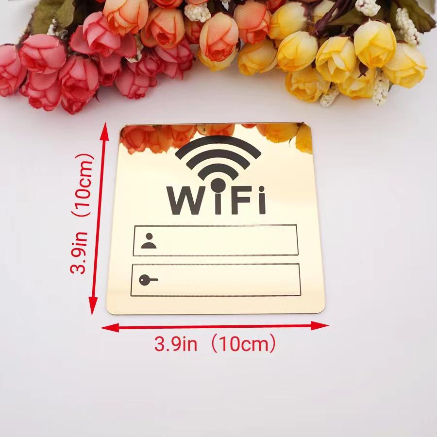 WIFI Sign Mirror Wall Stickers 3D Acrylic Rewritable Handwriting Account and Password For Public Shope Signage Decorate