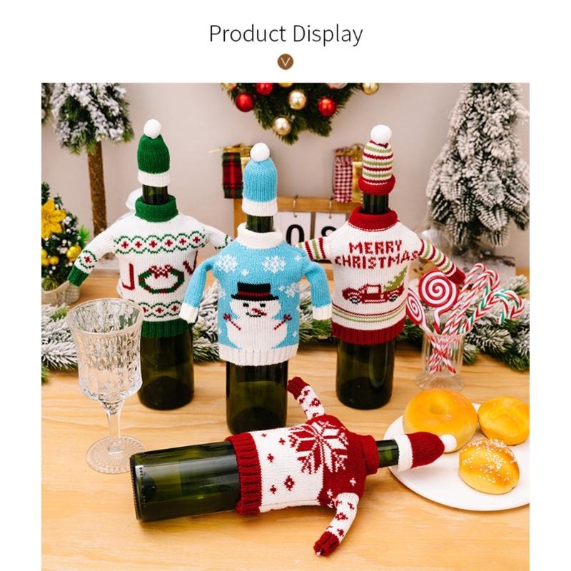 Knitted Bottle Cover Christmas Snowman Designs Champagne Decoration Practical Protective Sleeve For Wine And Gifts