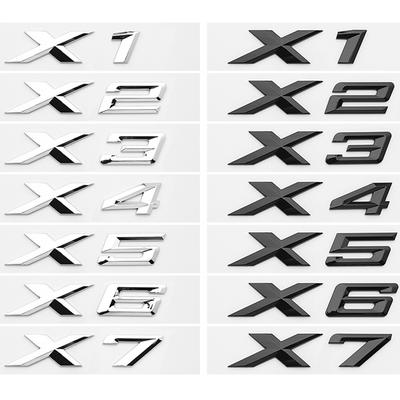 Für BMW X1 X2 X3 X4 X5 X6 X7 GT Heckklappen-Emblem Abzeichen 3D ABS Chrom Schwarz Autoaufkleber Abziehbilder Auto-Styling Zubehör