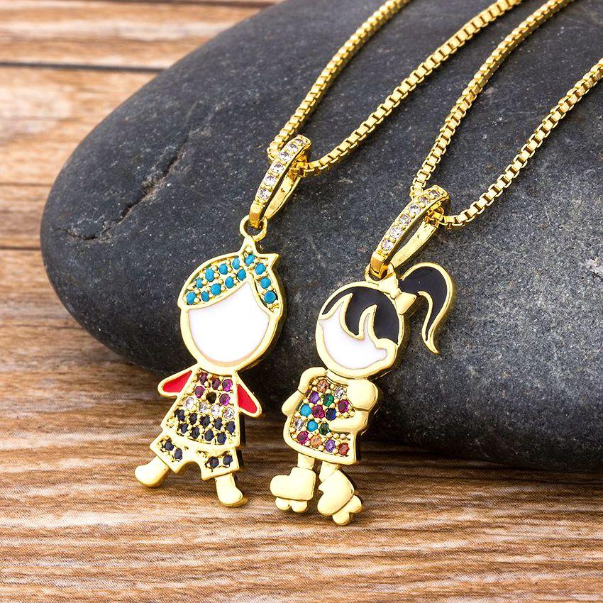 Nidin New 12 Styles Copper Zircon Boy Girl Love Necklaces Women Necklaces & Pendants chain Jewelry Charm Mother's Day Gift