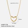 New hollowed heart necklace for girls, minimalist design student pendant, versatile stainless steel collarbone chain