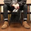 New Men Shoes Winter Snow Boots Genuine Suede Leather High Top Casual Shoes Warm Plush Ankle Boots