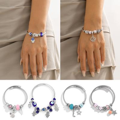 Bijoux, sac surprise simple incrusté de diamants, bijoux arbre de vie, bracelet ouvert rétro à pierres lumineuses multi-yeux